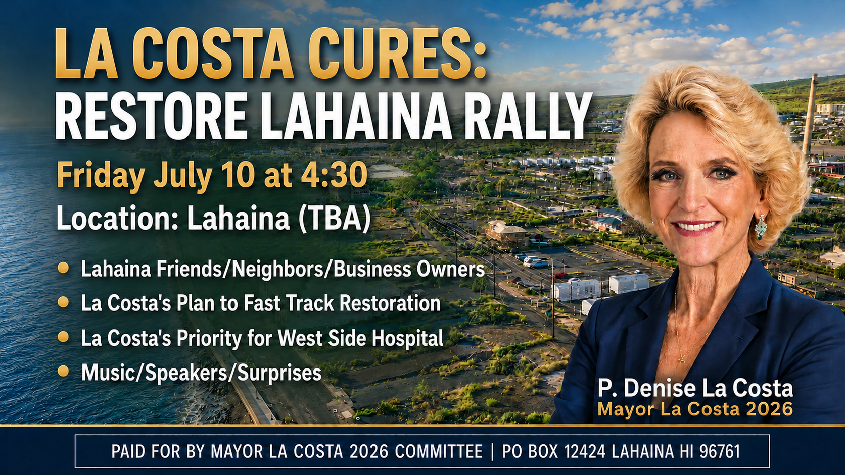 La Costa Cures: Restore Lahaina Rally — Friday July 10, 4:30 PM, Lahaina