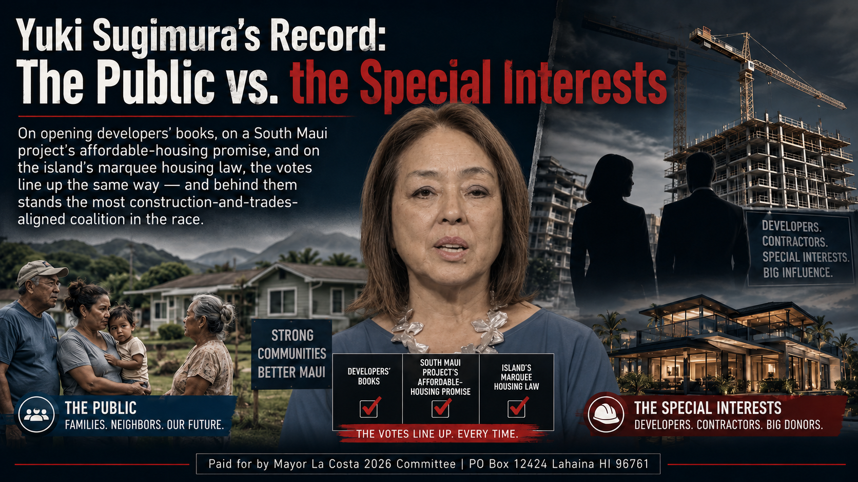 Yuki Sugimura's Record: The Public vs. the Special Interests